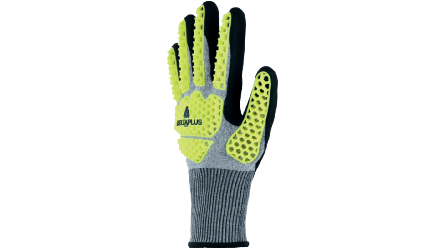 Delta Plus EOS NOCUT VV909 Black, Grey, Yellow Cut Resistant Work Gloves, Size 10, Nitrile Foam Coating