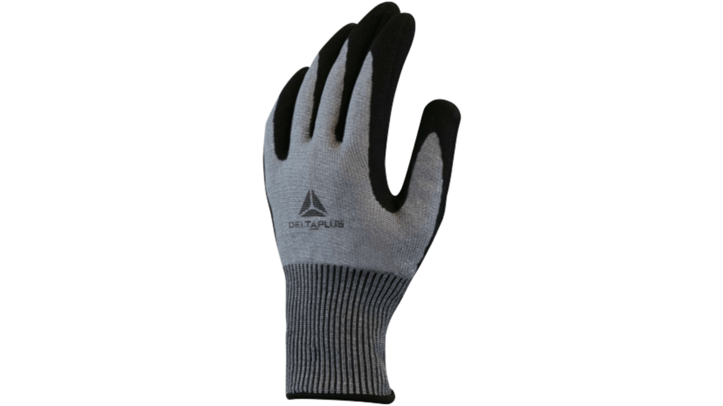 Delta Plus VENICUTF07 Black, Grey Cut Resistant Work Gloves, Size 7, Nitrile Coating