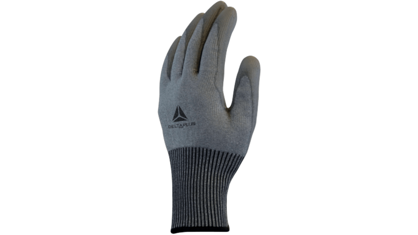 Delta Plus VENICUTF08 Grey Cut Resistant Work Gloves, Size 8, Polyurethane Coating