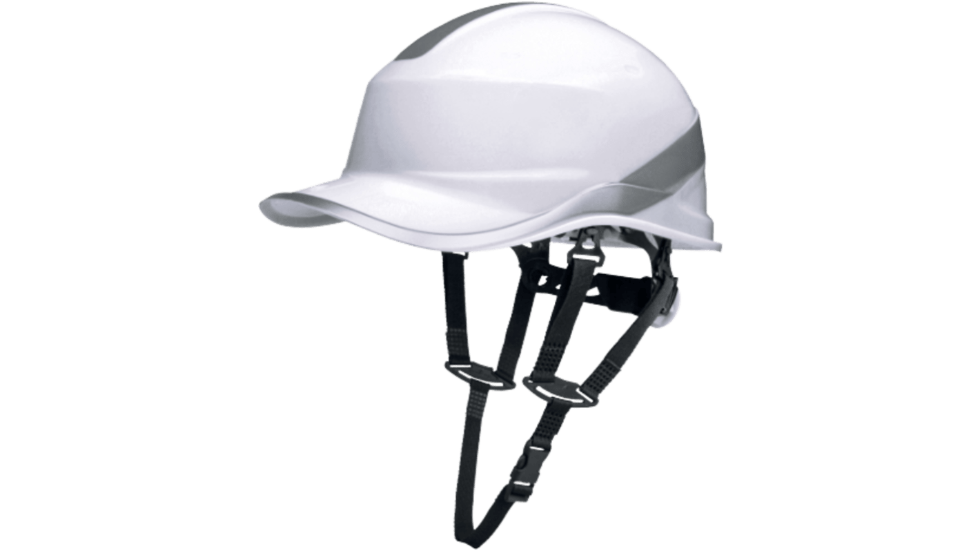 Delta Plus DIAMOND V UP White Safety Helmet with Chin Strap, Adjustable, Ventilated