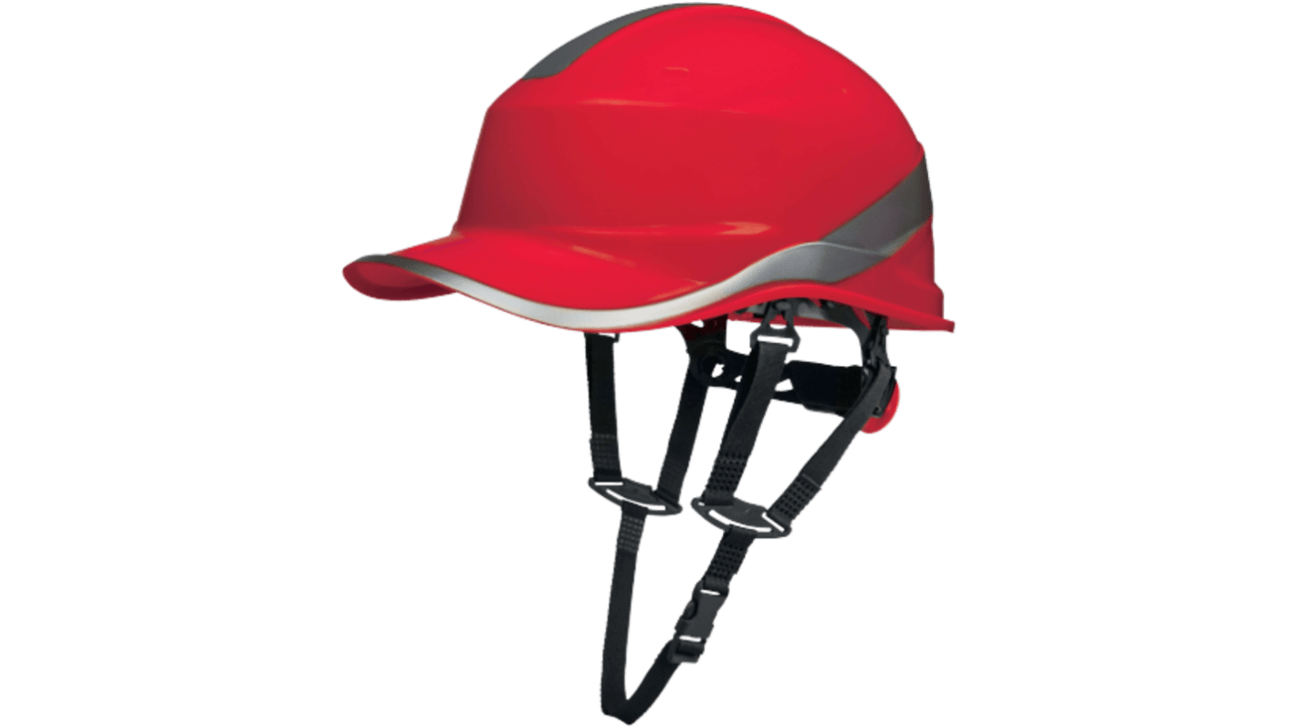 Delta Plus DIAMOND V UP Red Safety Helmet with Chin Strap, Adjustable, Ventilated