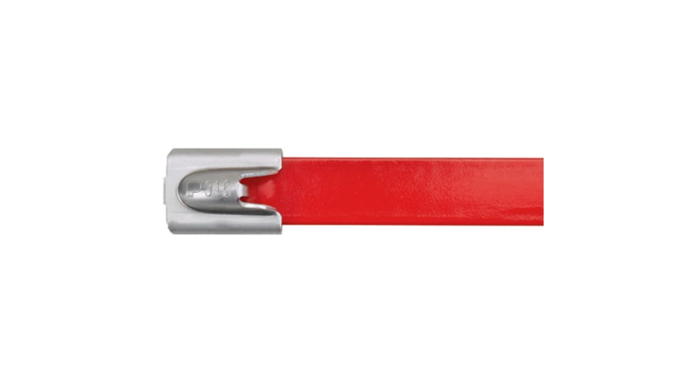 Brida con fijación Panduit de Acero Inoxidable 316 Rojo, 362mm x 7,9 mm, Brida