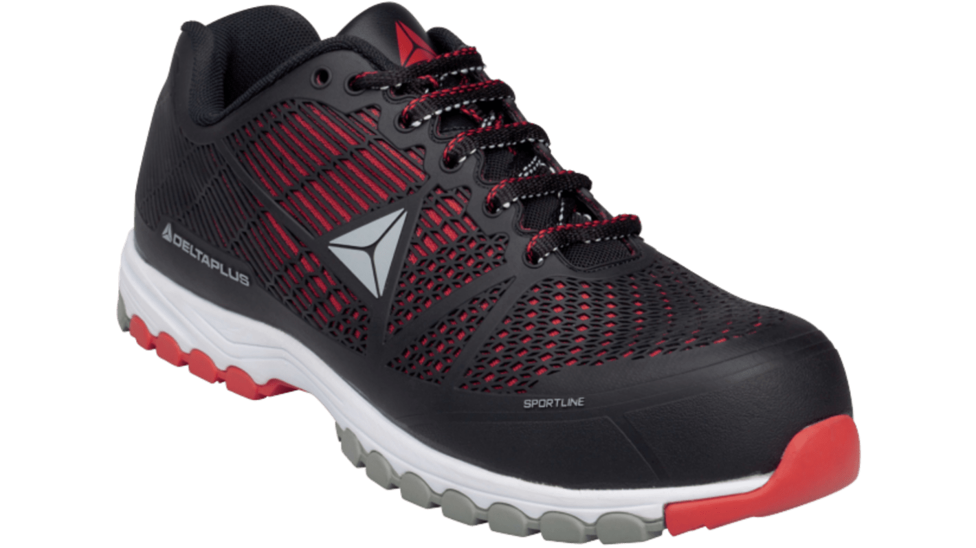 Delta Plus 工作鞋, 综合包头, 黑色，红色, 男女通用, 欧码45, DELTA SPORT S1P SRC系列