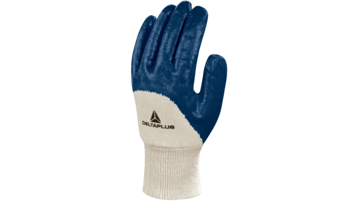 Delta Plus NI150 Blue Waterproof Work Gloves, Size 8, Nitrile Coating