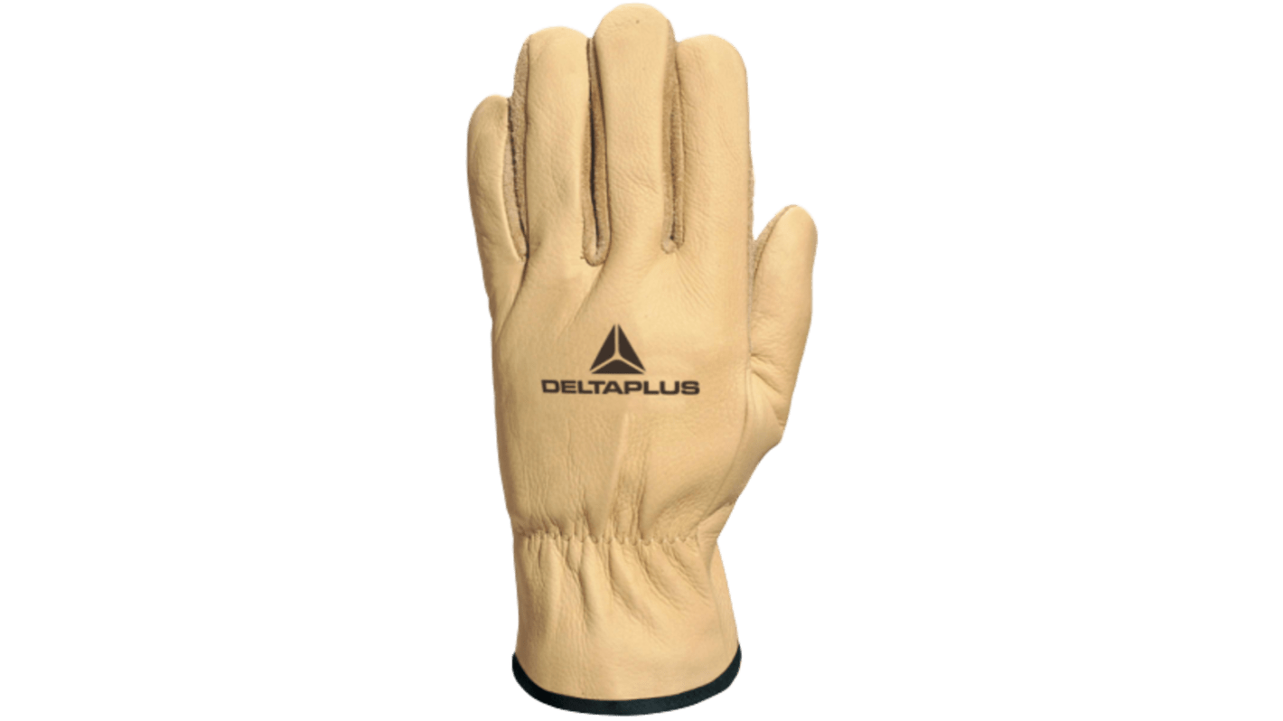 Delta Plus FIB49 Beige Leather Waterproof Work Gloves, Size 10