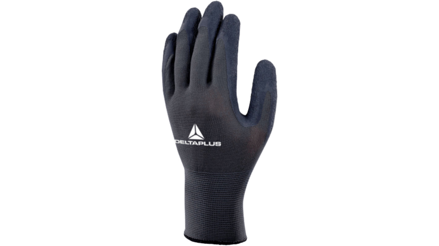 Delta Plus VE630 Black, Grey Oil Resistant Work Gloves, Size 10, Latex Coating