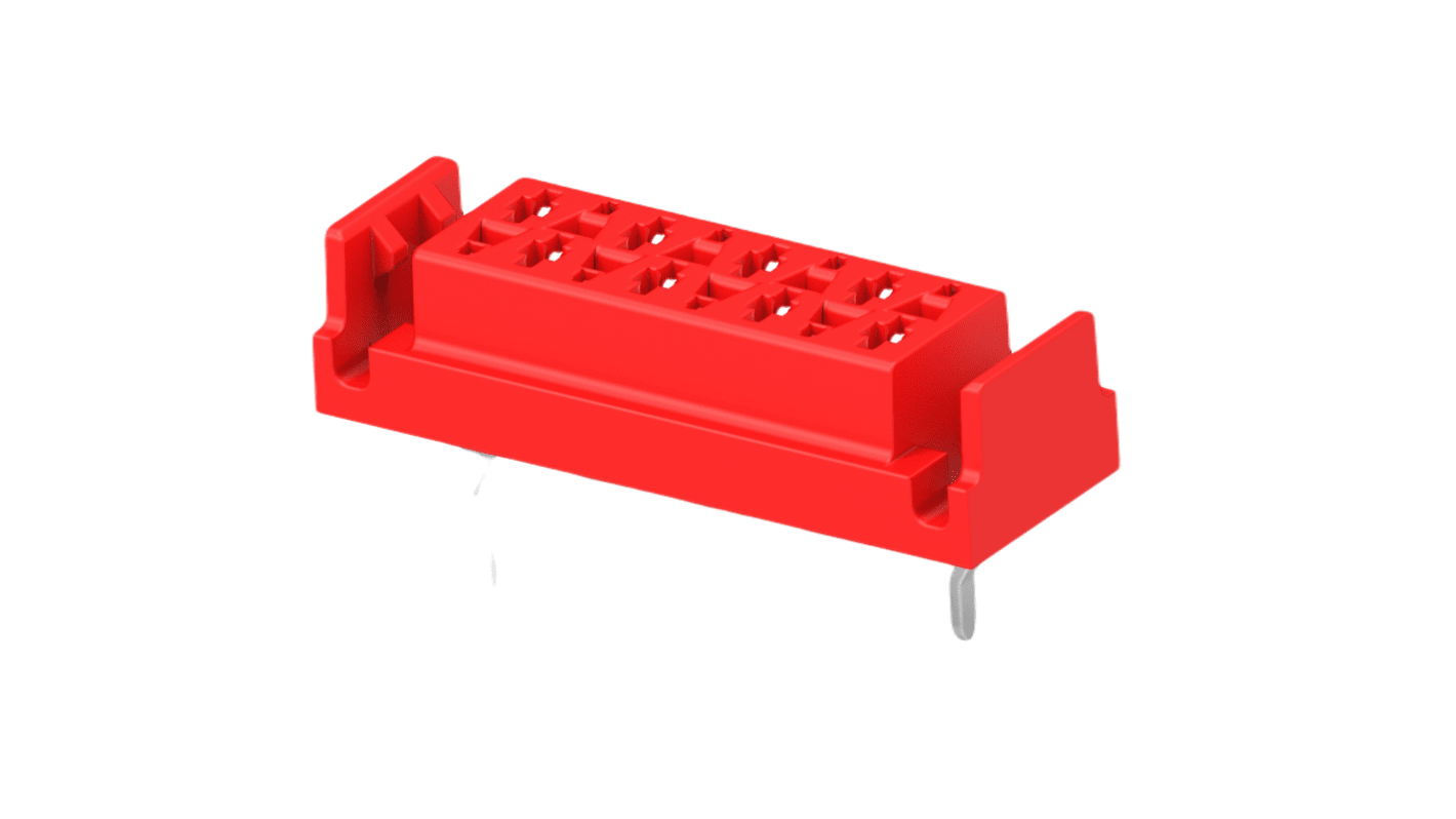TE Connectivity 双排PCB连接器, 8p, 1.27mm间距, 1A, 100V, 电路板安装, 通孔端接, 垂直, 红色, Micro MaTch Industrial系列