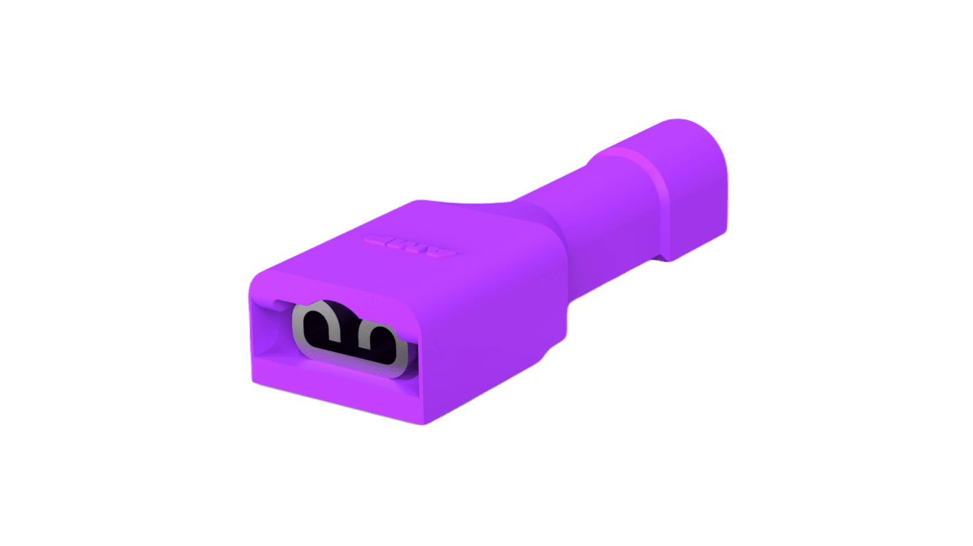 TE Connectivity Ultra-Fast 110 Purple Insulated Spade Connector, Quick Disconnect Receptacle, 2.8 → 3.18mm Tab