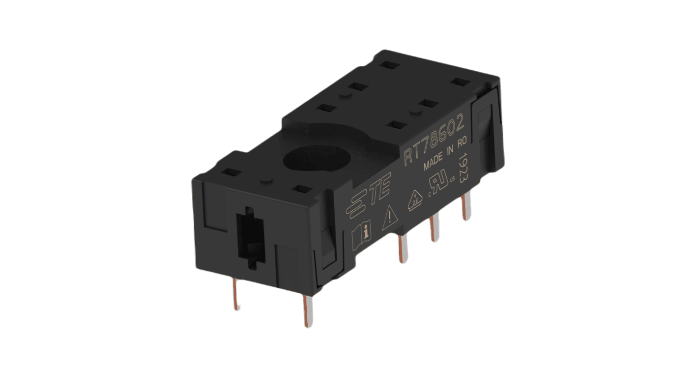 TE Connectivity RT786 8 Pin 250V ac PCB Mount Relay Socket, for use with Relay