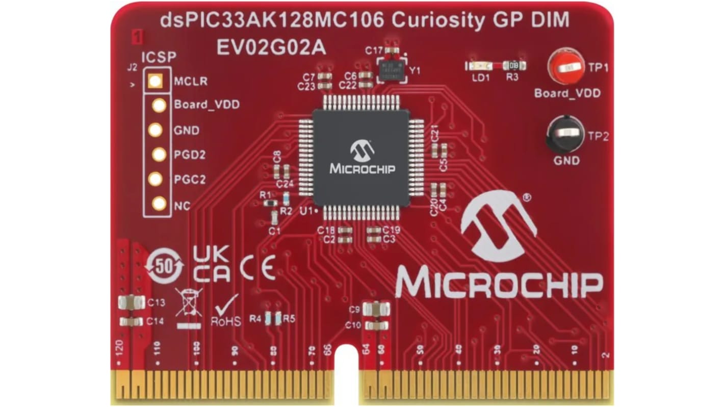 Microchip, 32bit dsPIC33, dsPIC33AK128MC106 Interface Development Kit, 200MHz, 128 Kb Flash, 120-Pin VQFN/TQFP