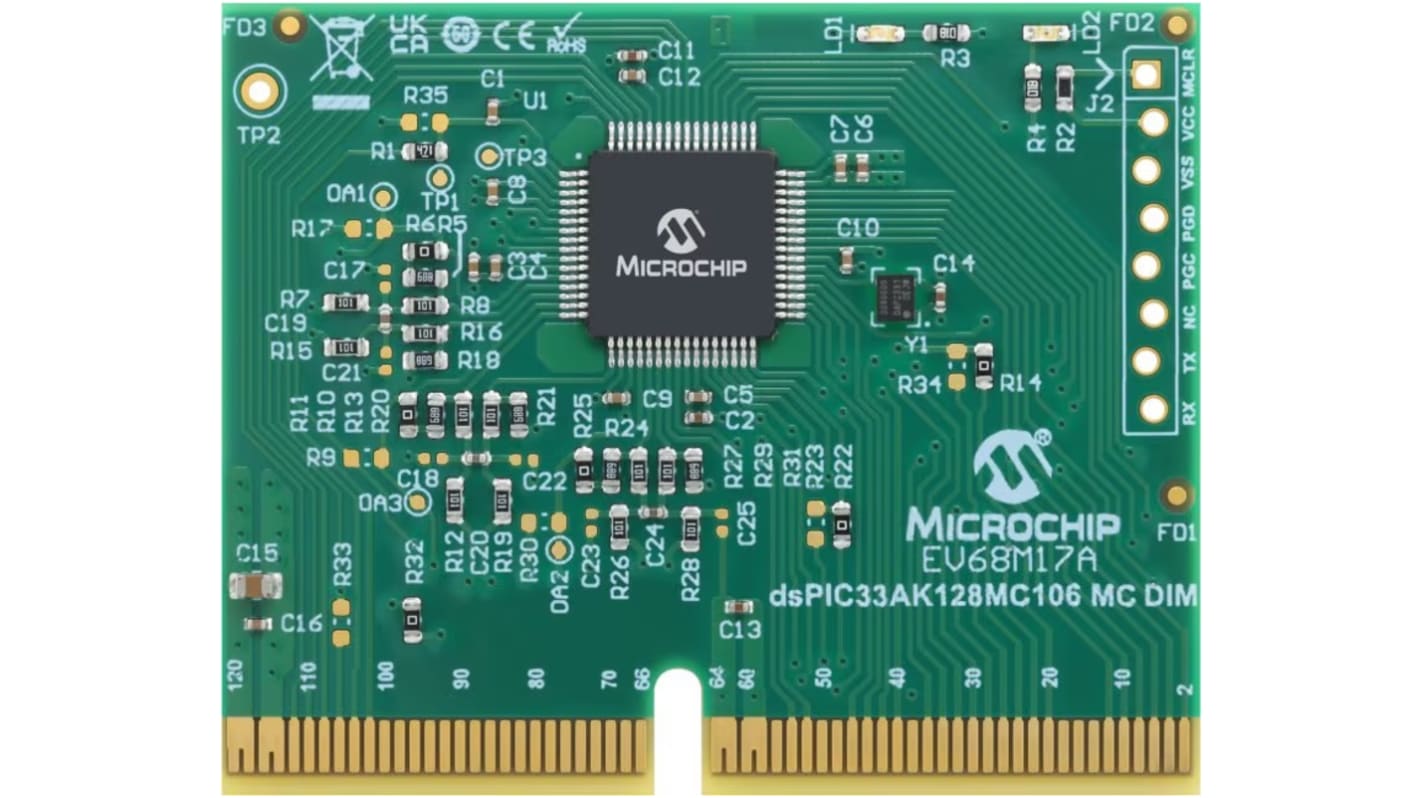 Microchip, 32bit dsPIC33, dsPIC33AK128MC106 Interface Development Kit, 200MHz, 128 Kb Flash, 120-Pin VQFN/TQFP