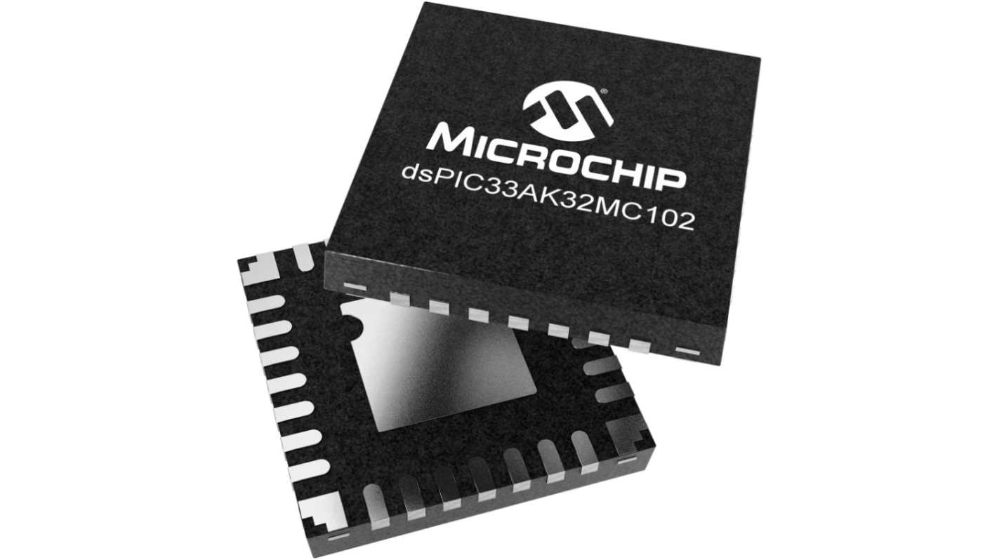 dsPIC33AK32MC102-I/SS Microchip dsPIC33AK32MC102, 32bit Digital Signal Processor 200MHz 32 Kb Flash 28-Pin SSOP/VQFN