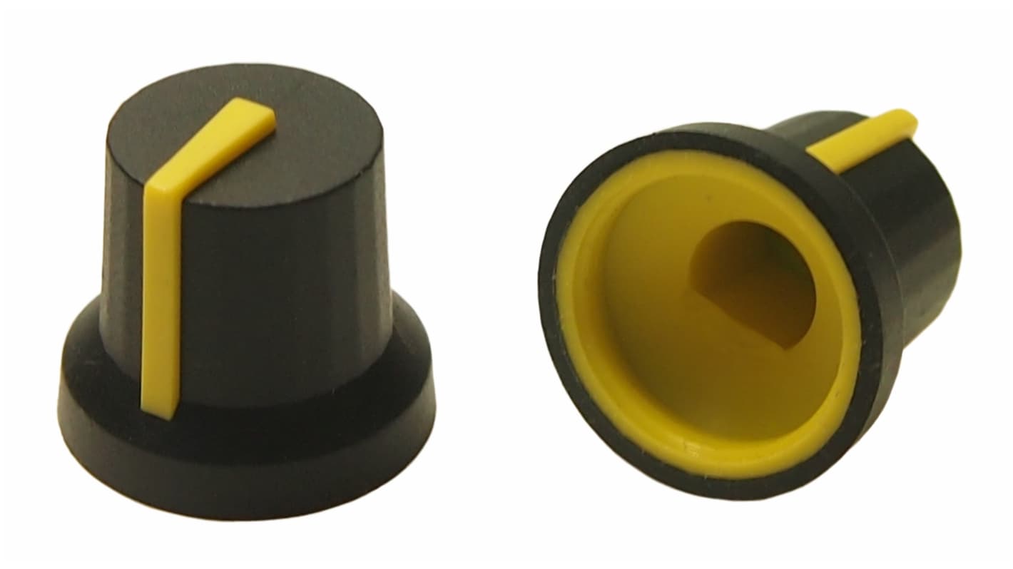 RS PRO 电位器旋钮, 6mm轴, D 形轴, Φ16.2mmx14.9mm高旋钮, 黑色