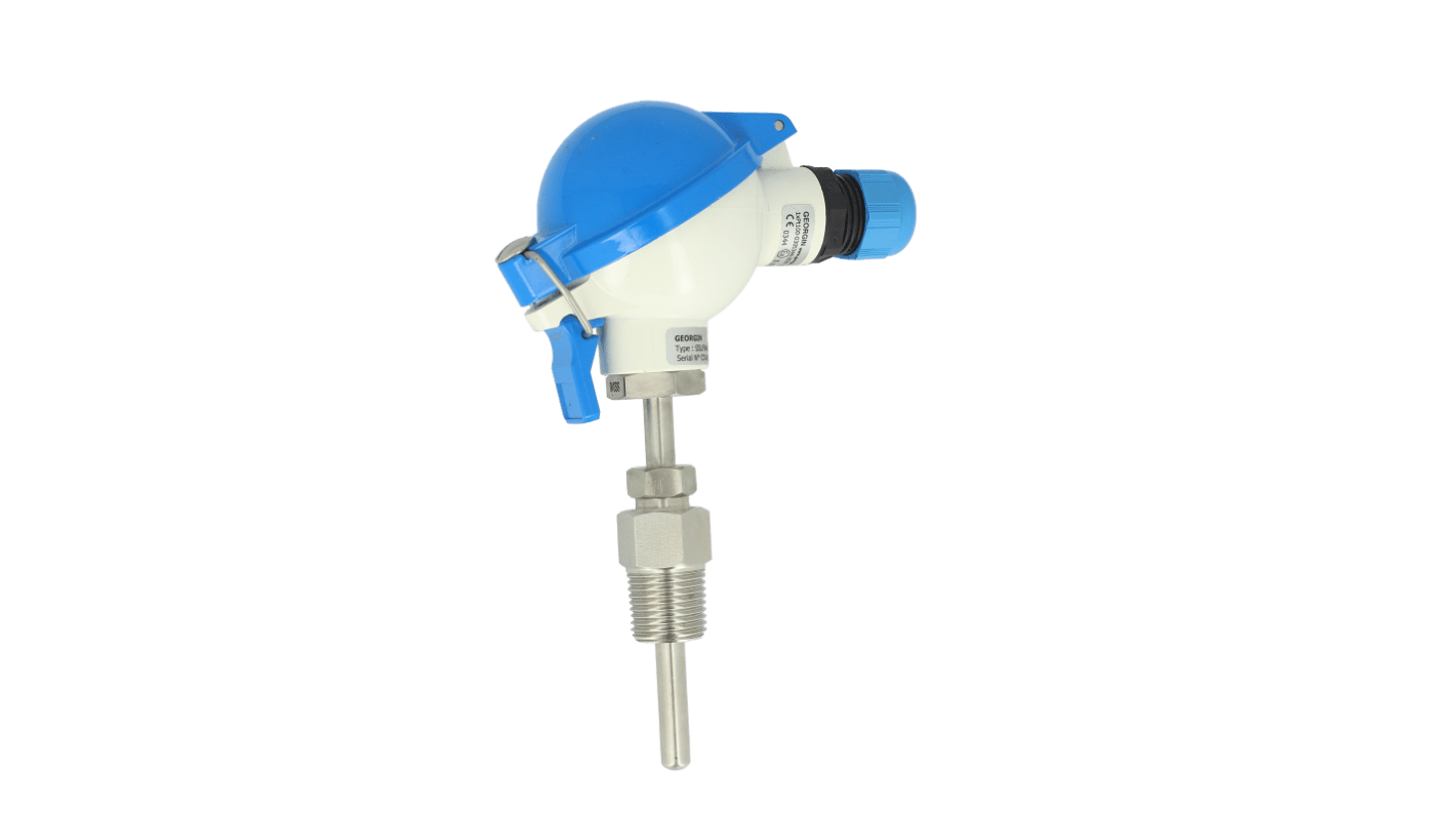 GEORGIN PT100 Temperature Probe, 6mm Dia, 350mm Long, NPT 1/2, +400°C Max ATEX Exia