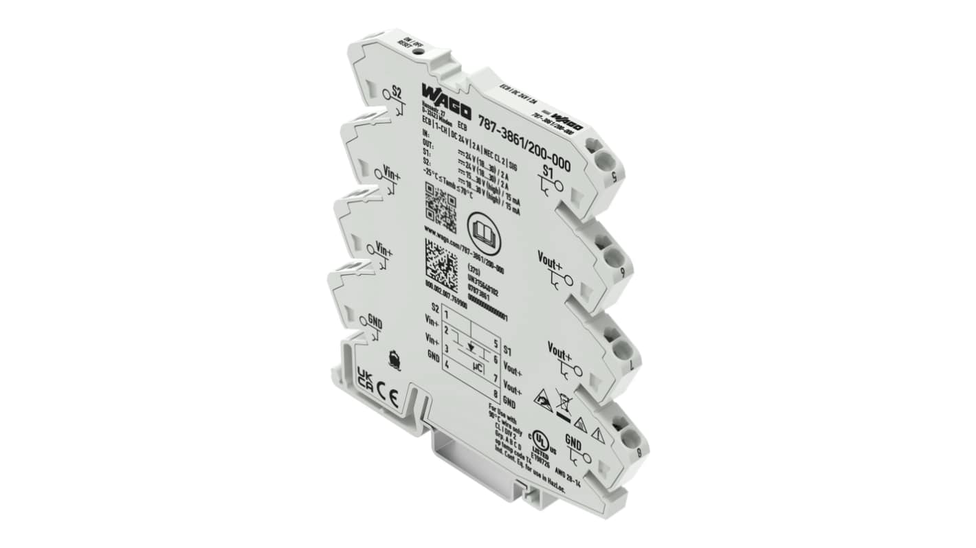 WAGO Electronic Circuit Breaker 2A 24V 787, 1 channels , DIN Rail