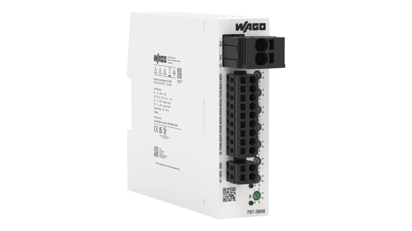 WAGO Electronic Circuit Breaker 10A 24V 787, 8 channels , DIN Rail