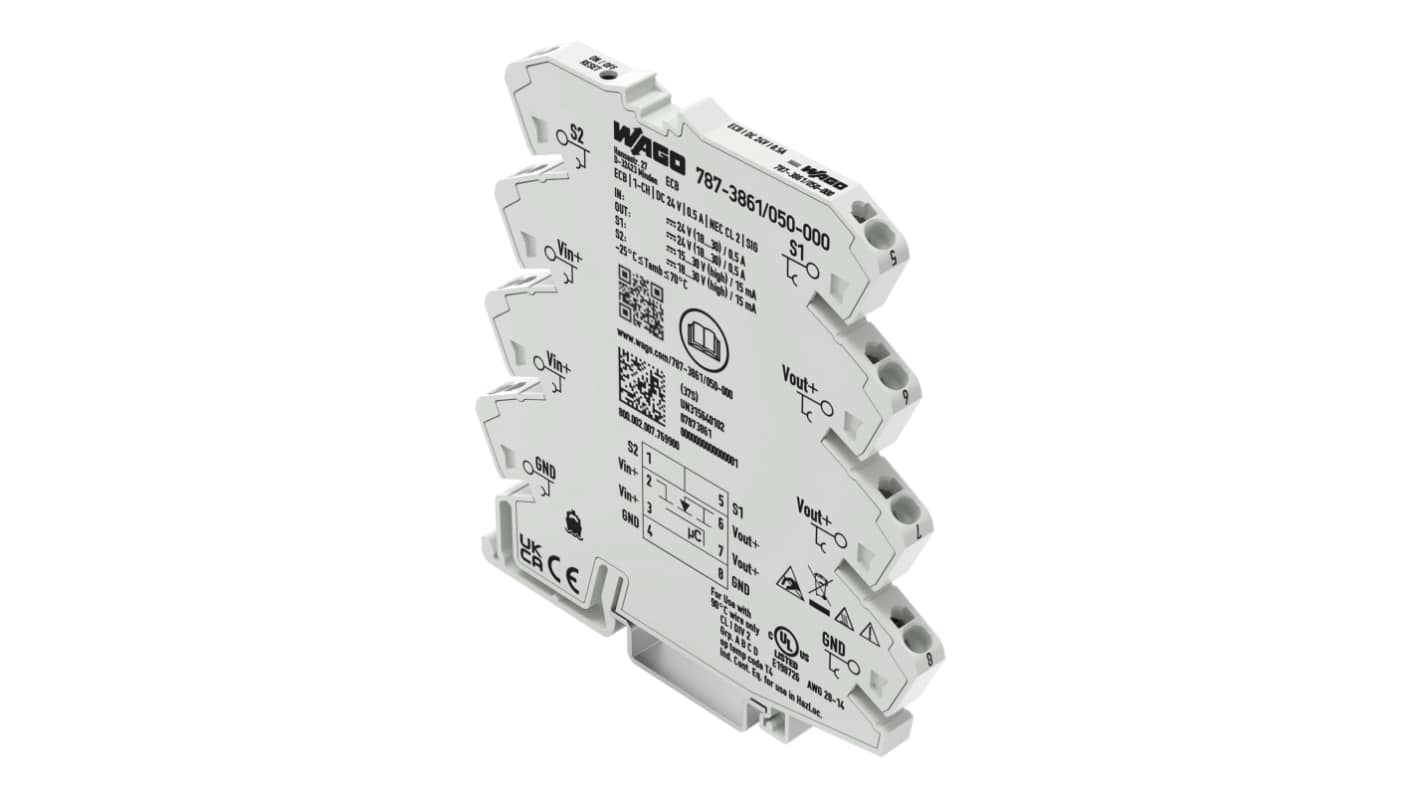 WAGO Electronic Circuit Breaker 500mA 24V 787, 1 channels , DIN Rail