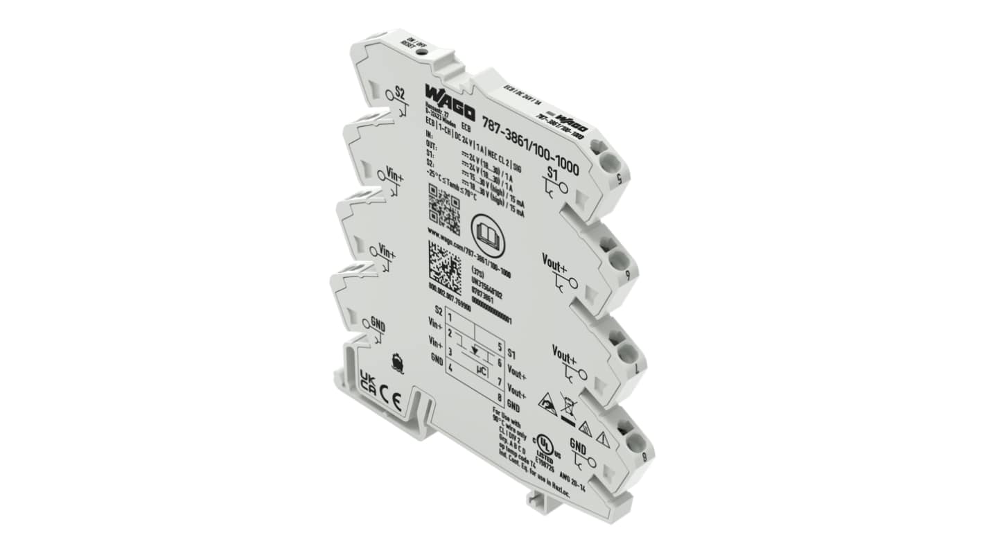 WAGO Electronic Circuit Breaker 1A 24V 787, 1 channels , DIN Rail