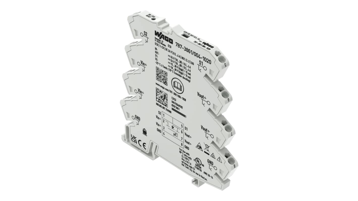 WAGO Electronic Circuit Breaker 0.5 → 4A 24V 787, 1 channels , DIN Rail