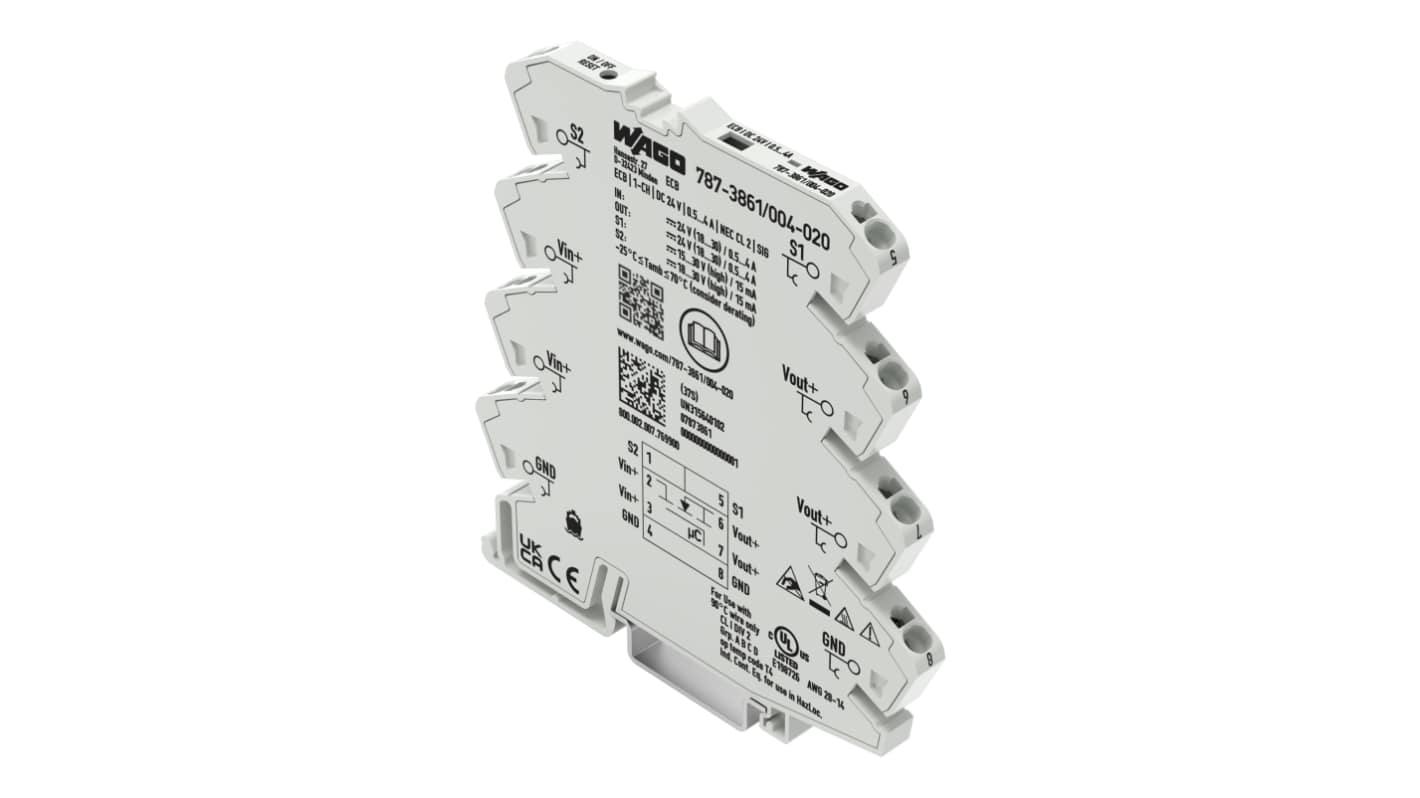 WAGO Electronic Circuit Breaker 0.5 → 4A 24V 787, 1 channels , DIN Rail