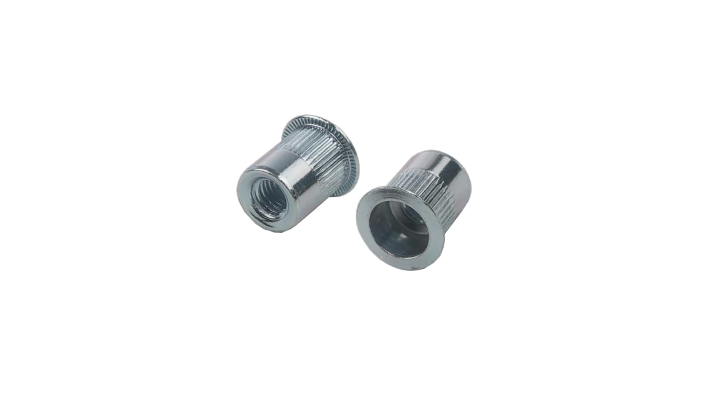 RS PRO M10mm嵌件螺母, 17.4mm法兰直径, 20.5mm深, 钢制, 镀锌无色钝化表面