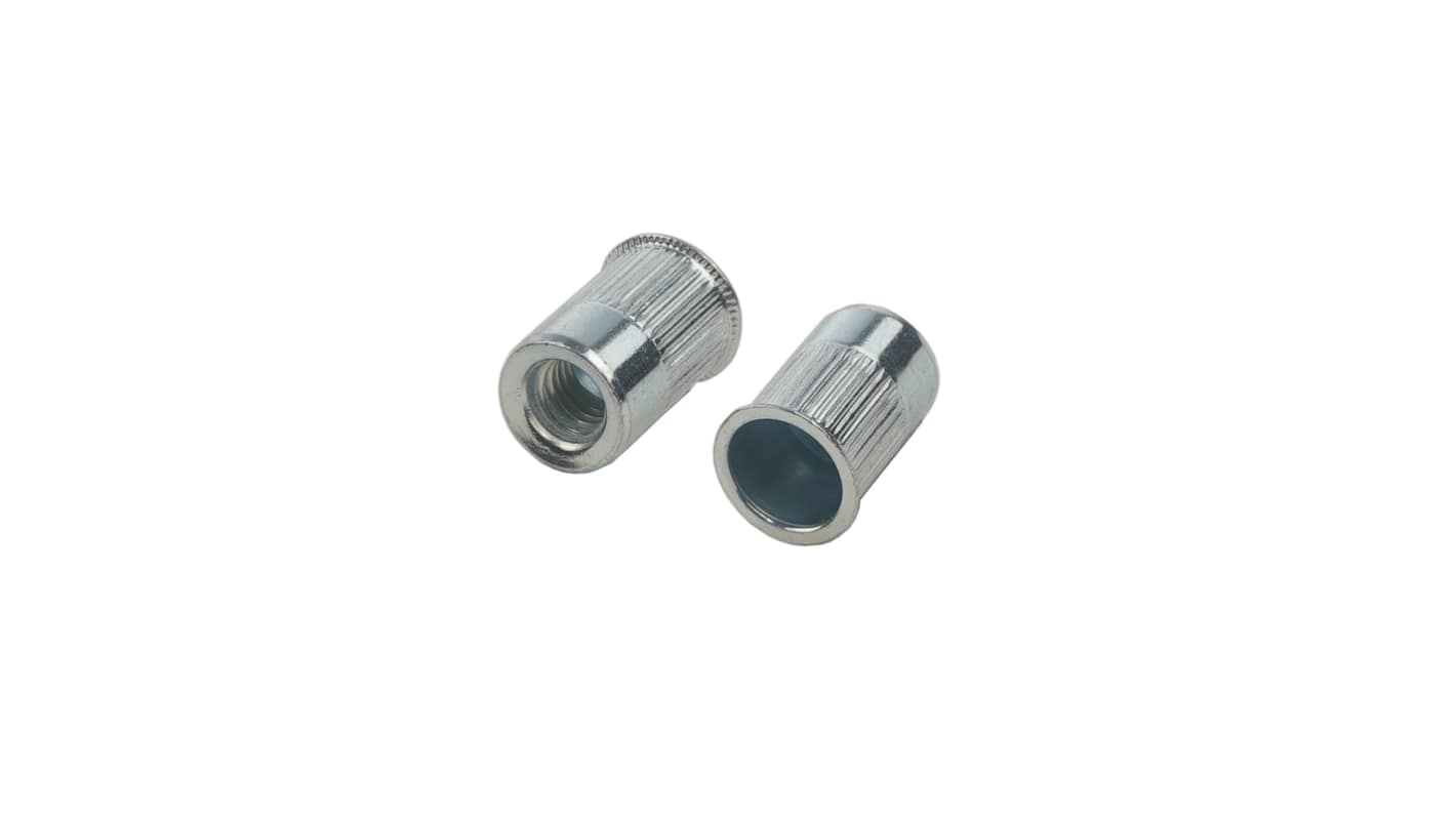 RS PRO M10mm嵌件螺母, 15.1mm法兰直径, 20.5mm深, 钢制, 镀锌无色钝化表面