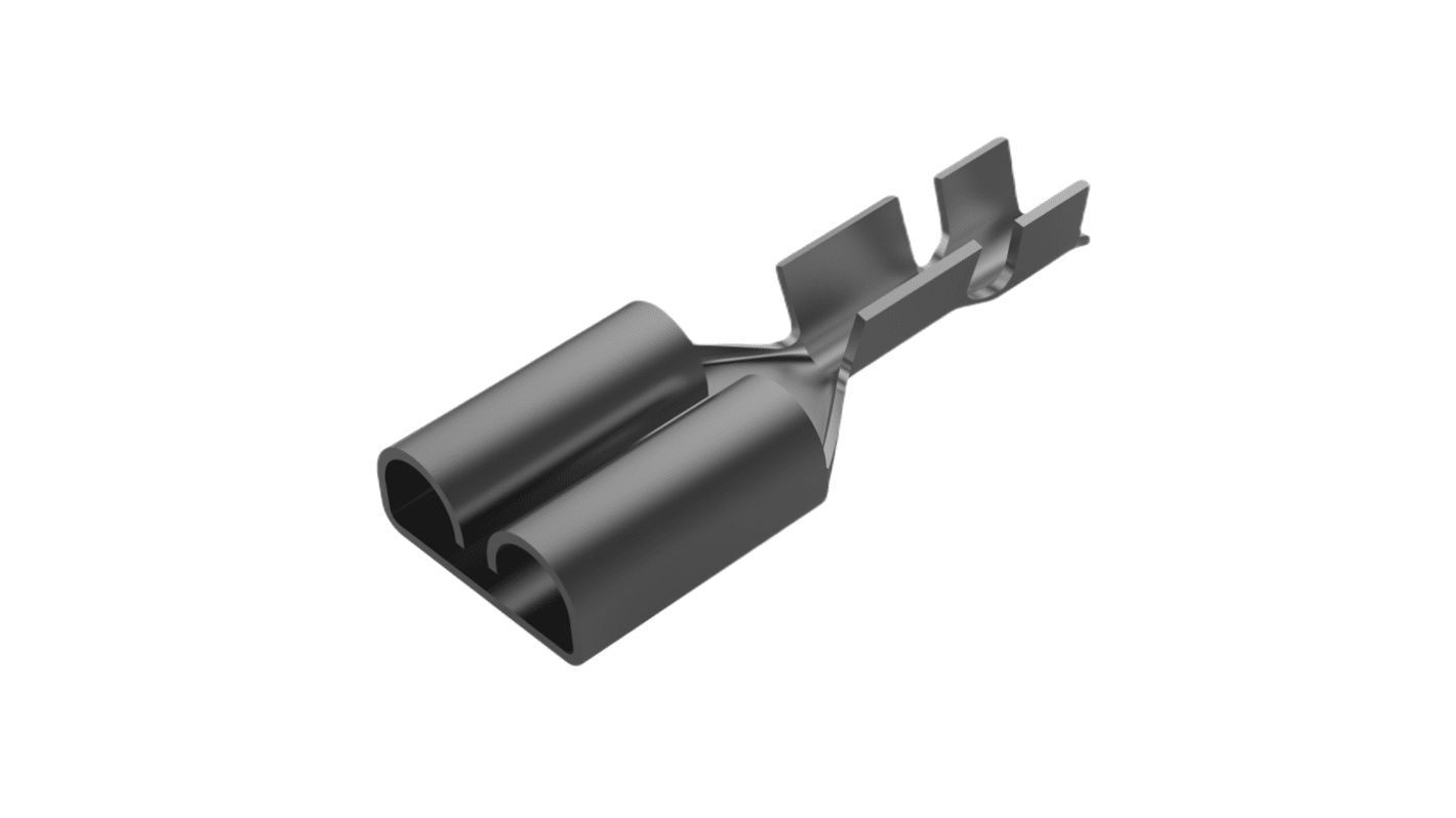 TE Connectivity FASTIN-FASTON 250 Black Uninsulated Receptacle Spade Connector, Quick Disconnect Receptacle, 6.35 x