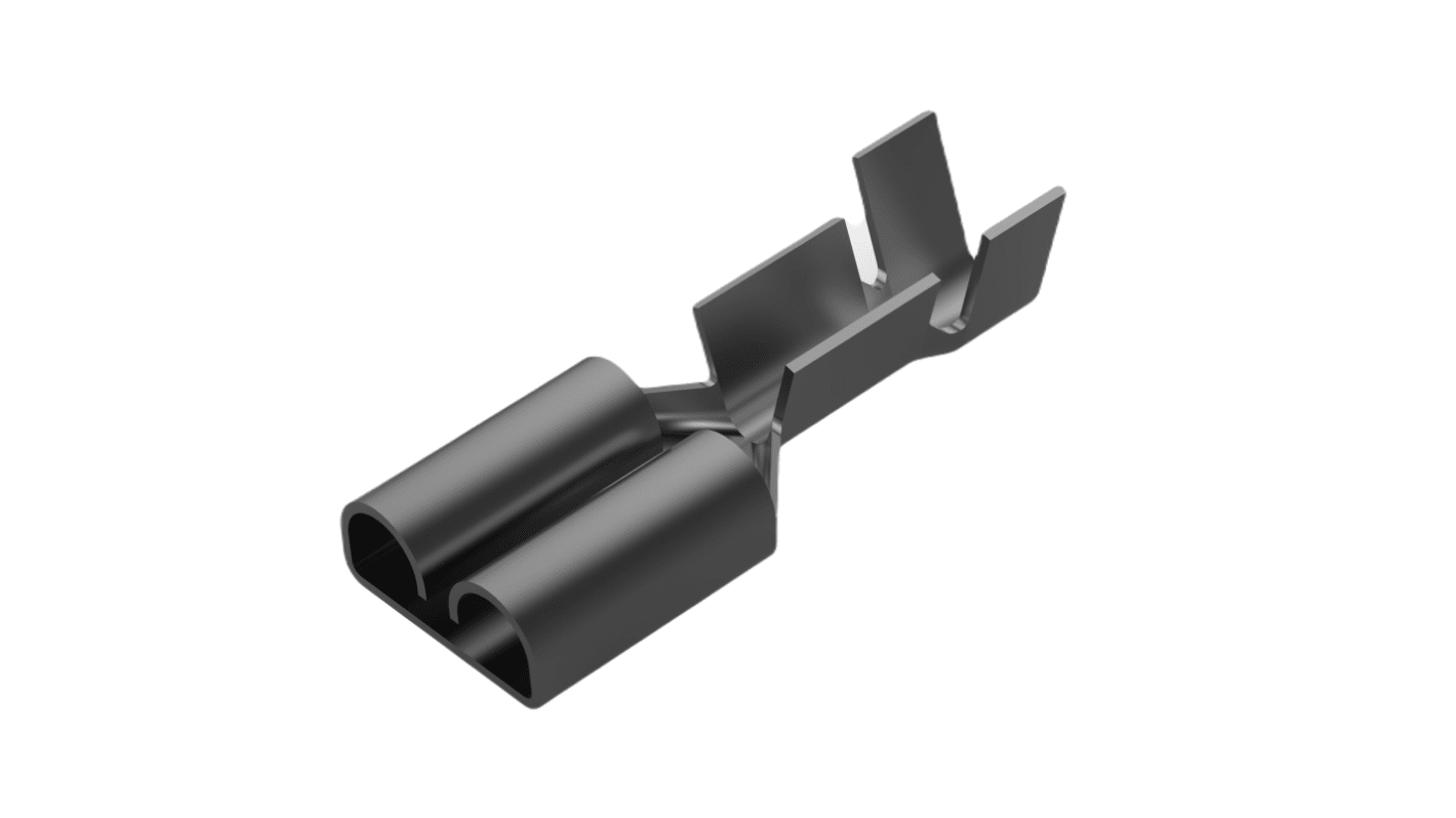 TE Connectivity FASTIN-FASTON 250 Black Uninsulated Receptacle Spade Connector, Quick Disconnect Receptacle, 6.35 x