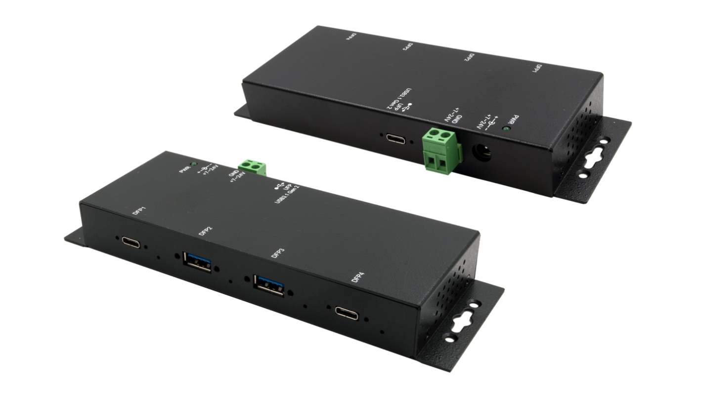 Hub USB Exsys, EX-1234HMVS, USB 3.2 USB 4 Conector de terminal USB A, USB C