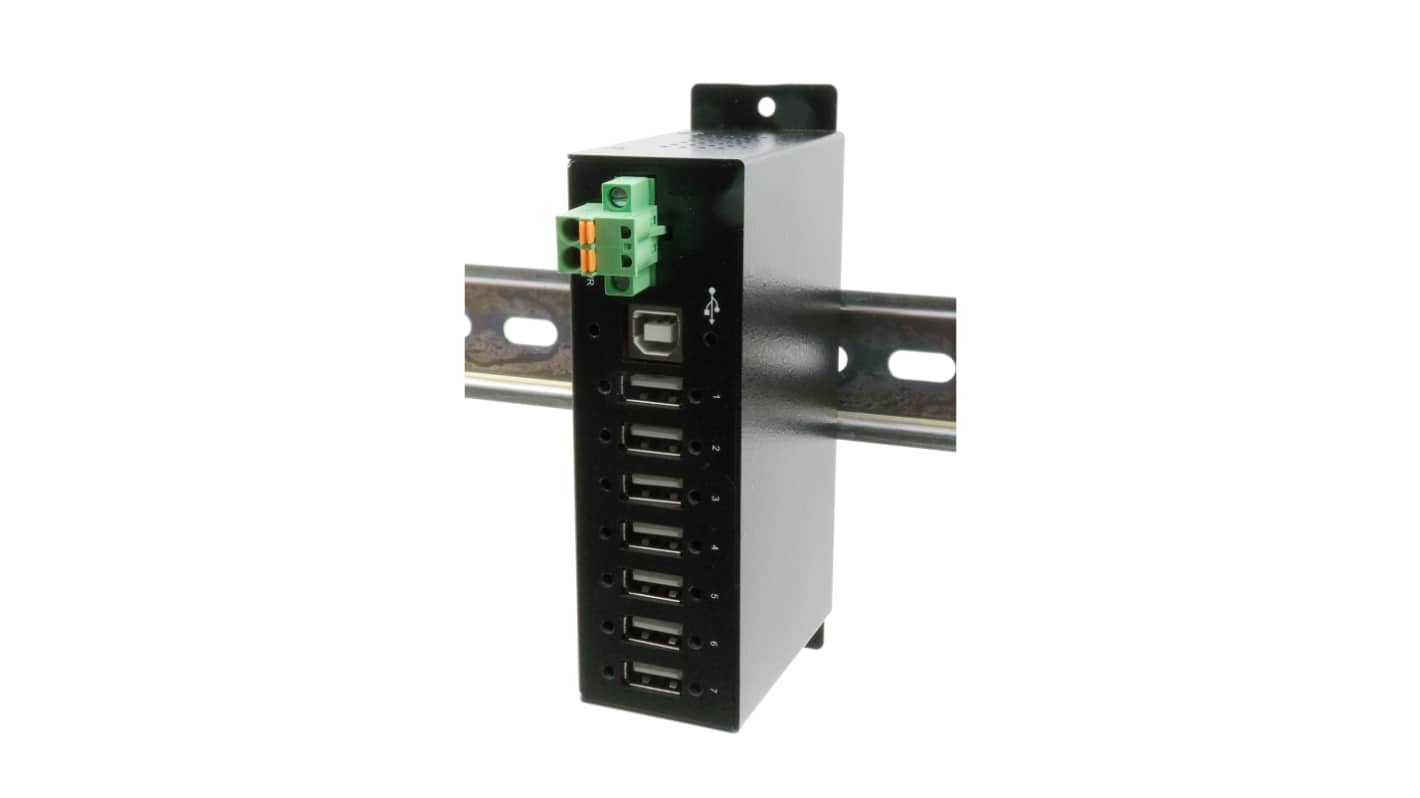 Exsys 7 Port USB 2.0  Hub, Terminal Connector Powered, 132.5 x 36.2 x 80.2mm