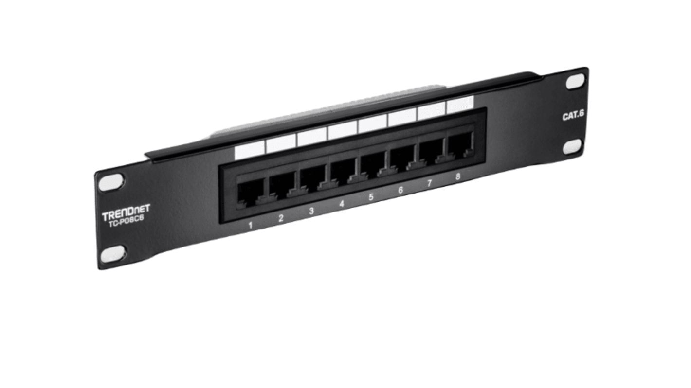 Trendnet TC Series Cat6 8 Port RJ45 Patch Panel Unshielded 44mm Black