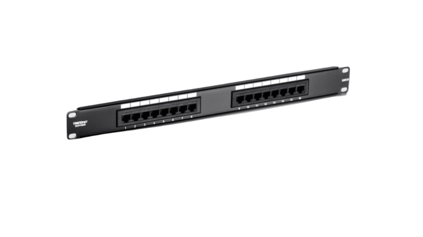 Trendnet TC Series Cat6 16 Port RJ45 Patch Panel Unshielded 44mm Black