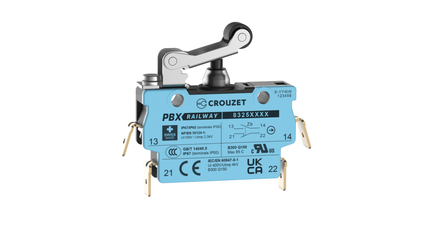 Crouzet Roller Lever Micro Switch, Screw Terminal, SPST, IP67