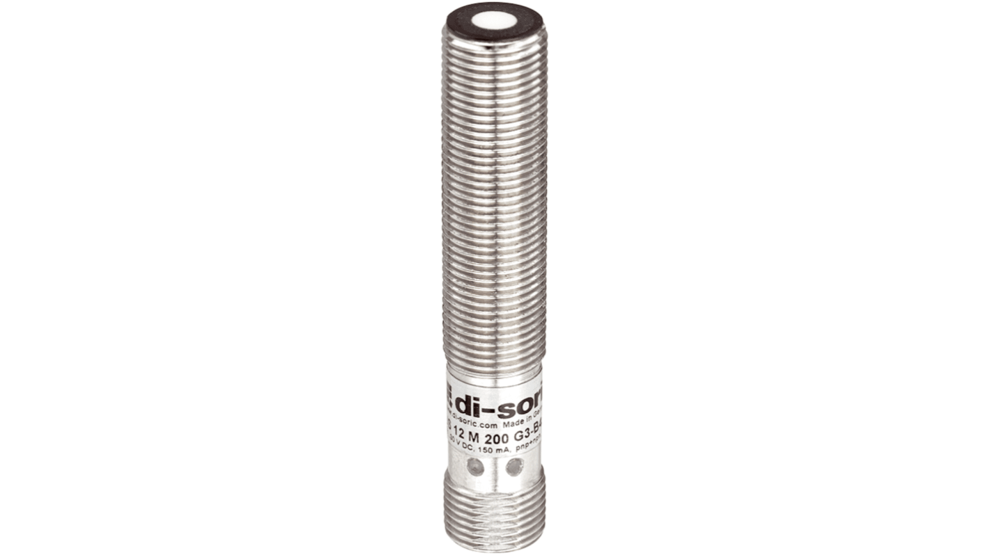 Di-Soric Ultrasonic Threaded Barrel Ultrasonic Sensor, M12, 20 → 200 Detection, Push Pull NO/NC, 18 → 30