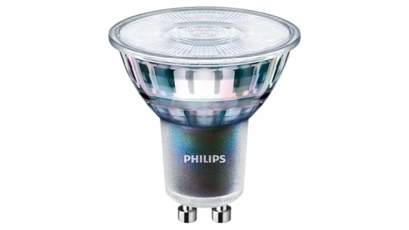 Lampade LED Philips con base GU10, 5,5 W, col. Bianco caldo, intensità regolabile