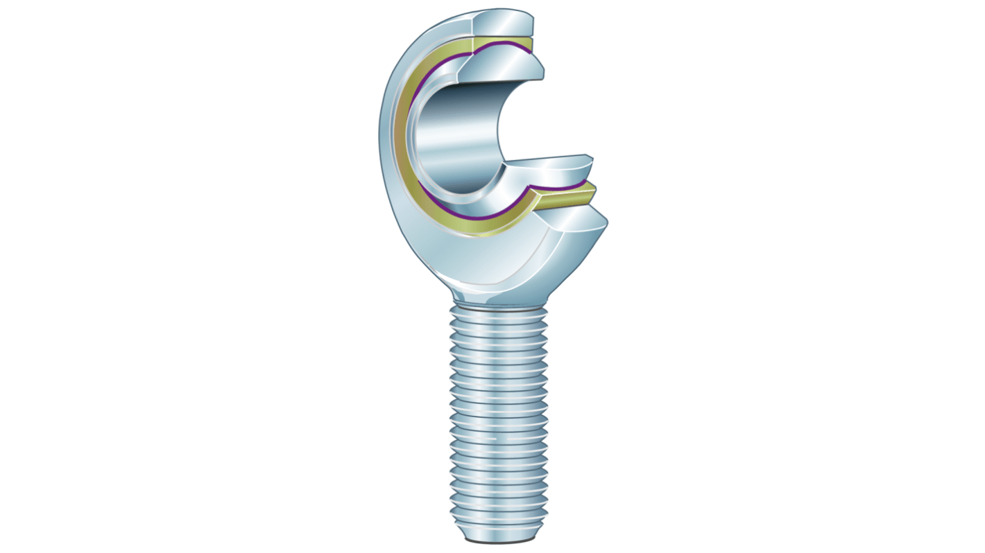INA GAKR30 M30 x 2 Steel Rod End, 30mm Bore, 145mm Long, Metric Thread Standard, Male Connection Gender