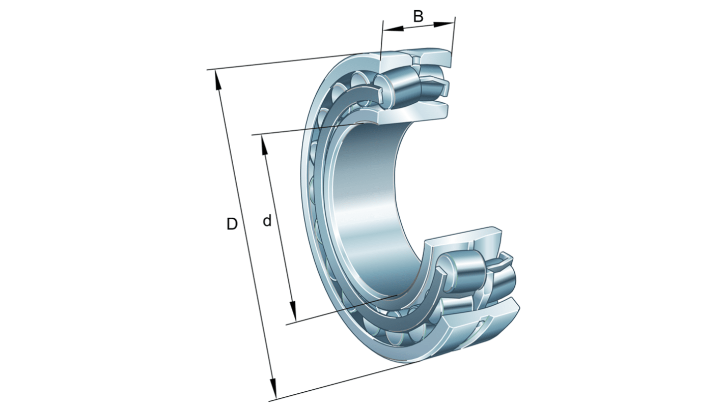 Cuscinetto a rullo FAG, Ø int. 110mm, Ø est. 180mm, guida larga 69mm