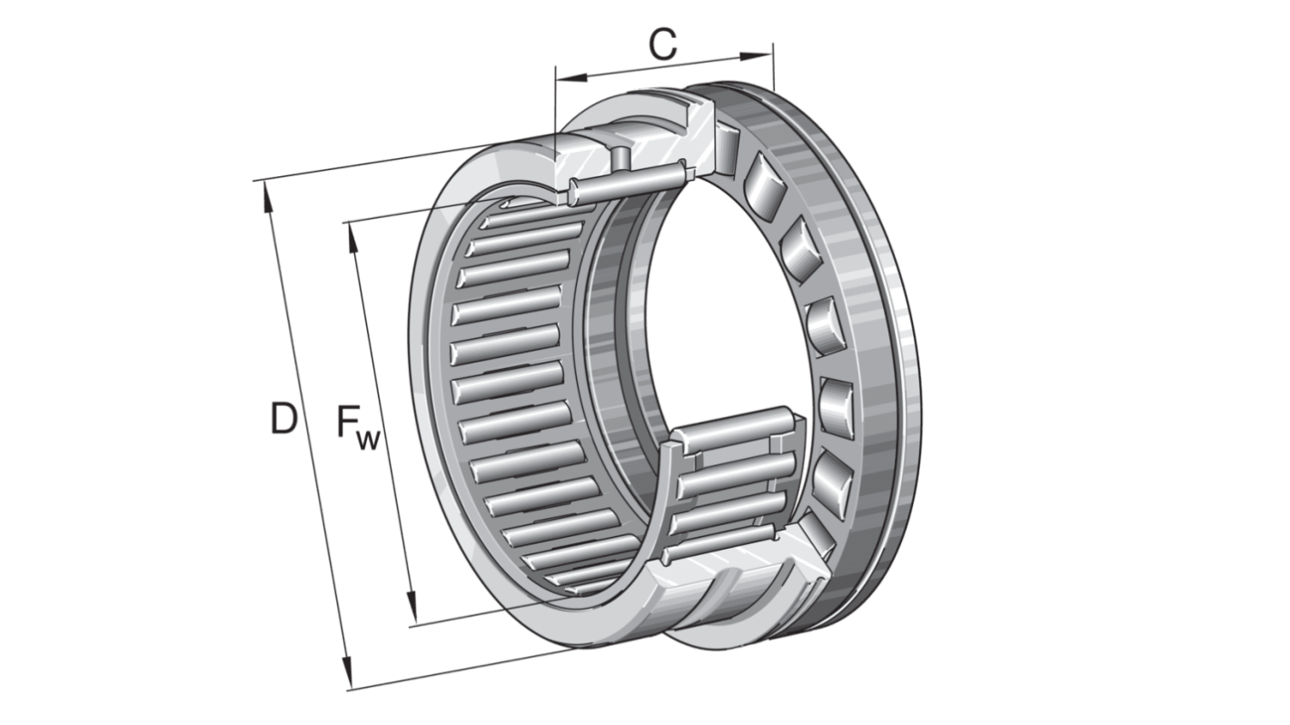 Cuscinetto a rullini INA, Ø int. 30mm, Ø est. 42mm, guida larga 30mm