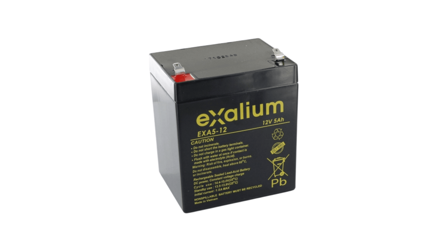 Exalium 12V5AH密封铅酸电池, 纯铅结构, F1接端