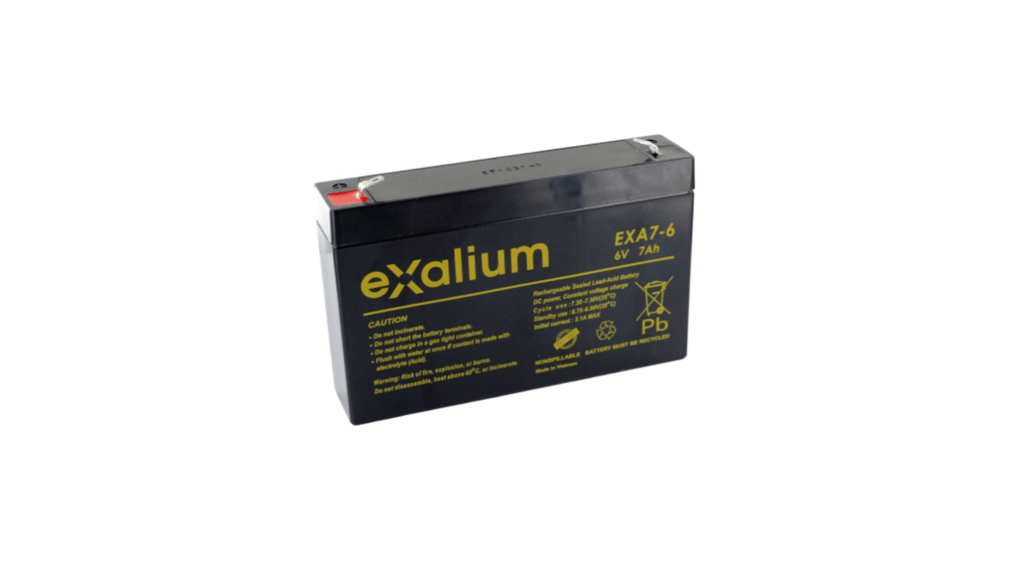 Exalium 6V F1 Lead Acid Battery, 7Ah