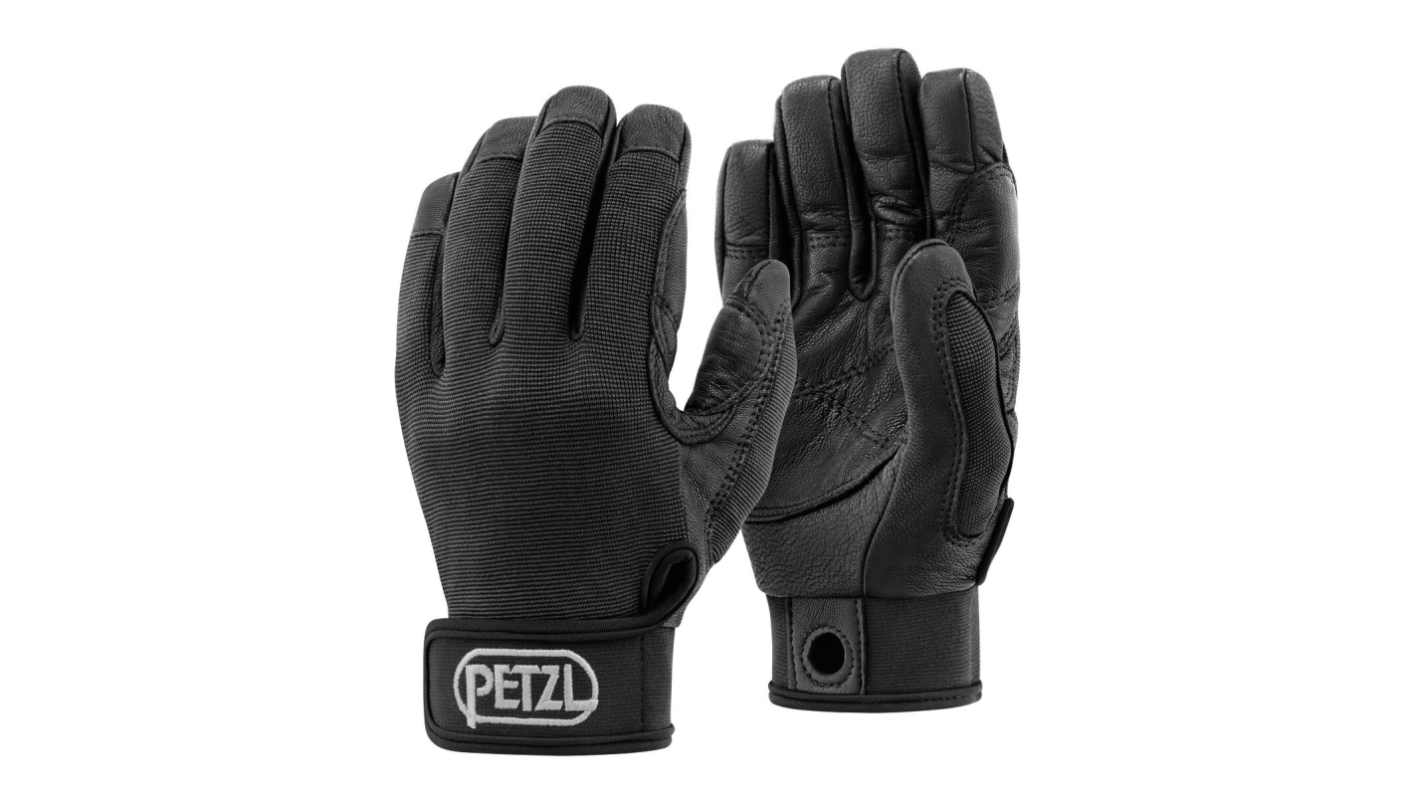 Petzl K52XLN Black Leather, Neoprene Rappelling Work Gloves, Size 9.5, XL