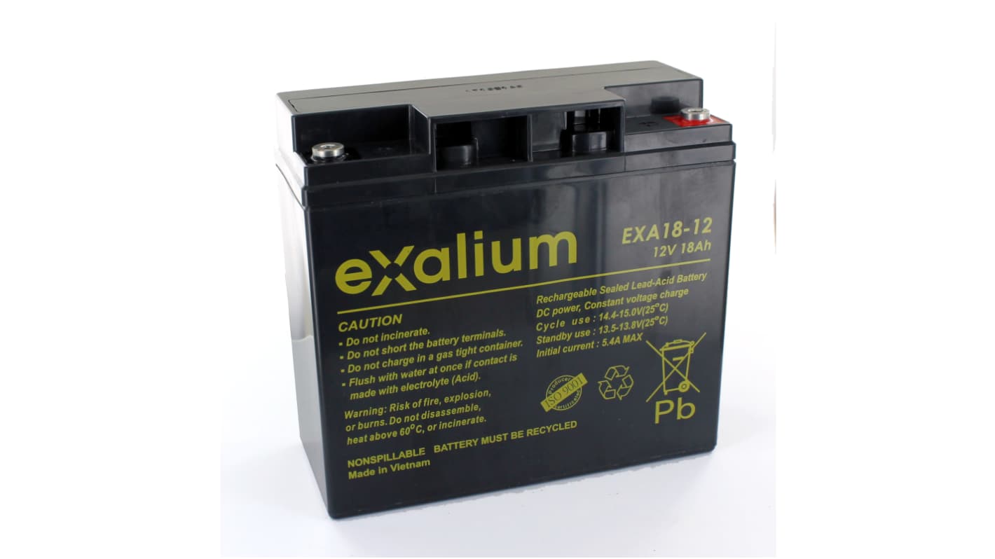 Exalium 12V18AH密封铅酸电池, 纯铅结构, M5接端