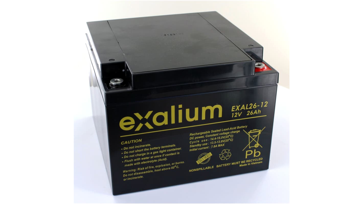 Exalium 12V26AH密封铅酸电池, 纯铅结构, M5接端
