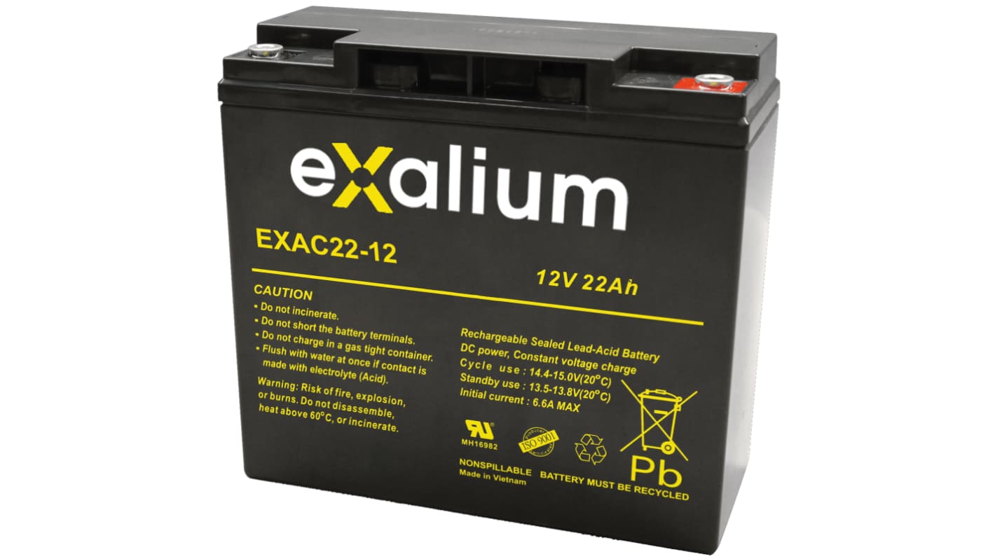 Exalium 12V22AH密封铅酸电池, 纯铅结构, M5接端