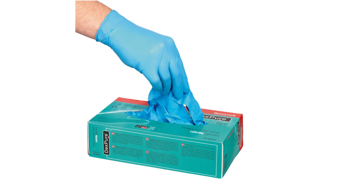 Honeywell Safety DEXPURE 801-95 Blue Powder-Free Nitrile Disposable Gloves, Size 7, 50Gloves per Pack