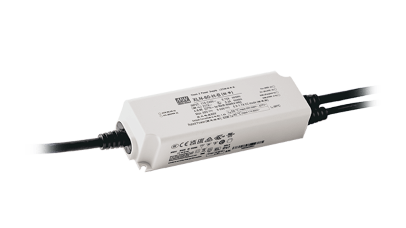 MEAN WELL LED Driver Power Supply, 48V Output, 60W Output, 1.25A Output, Constant Voltage Dimmable