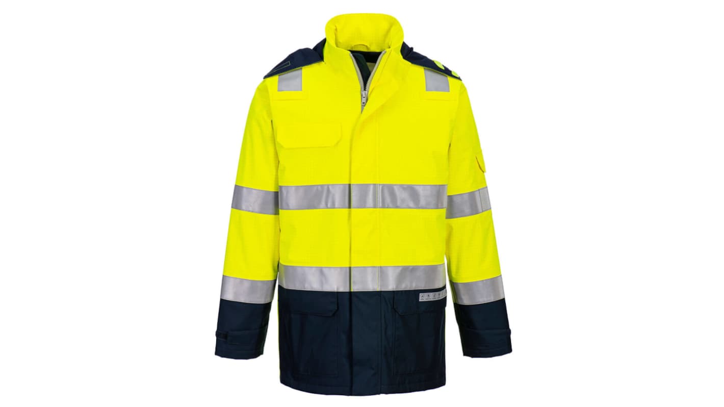 Portwest FR605 Yellow/Navy Unisex Hi Vis Jacket, XL