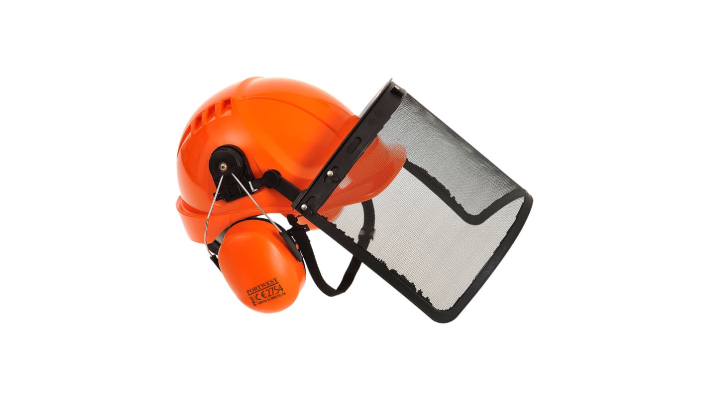 Portwest PS62 Orange Hard Hat with Chin Strap, Adjustable, Ventilated