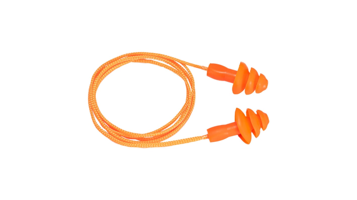Portwest EP04O Series Orange Reusable Corded Ear Plugs, 50Pair Pairs