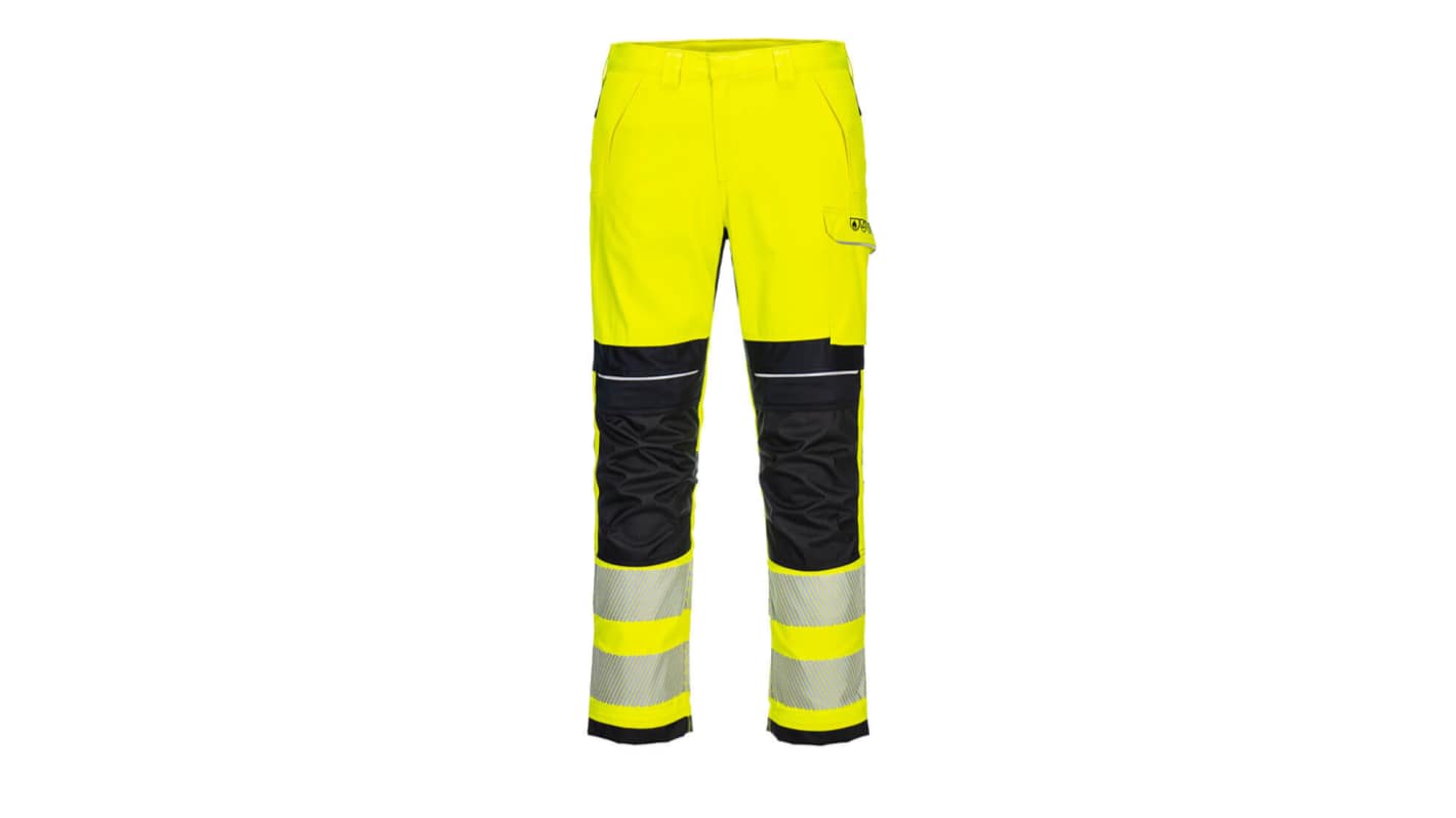 Portwest FR406 Yellow/Black Durable Hi Vis Trousers 30in Leg Length 79cm